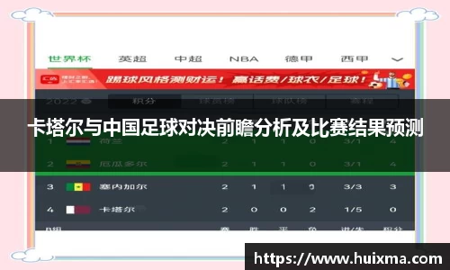 卡塔尔与中国足球对决前瞻分析及比赛结果预测